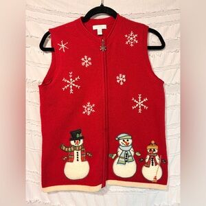 Vtg Charter Club holiday sweater vest with full zip